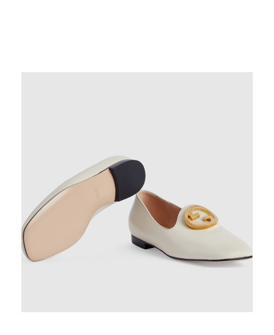 Gucci Blondie Logo-plaque Loafers In White