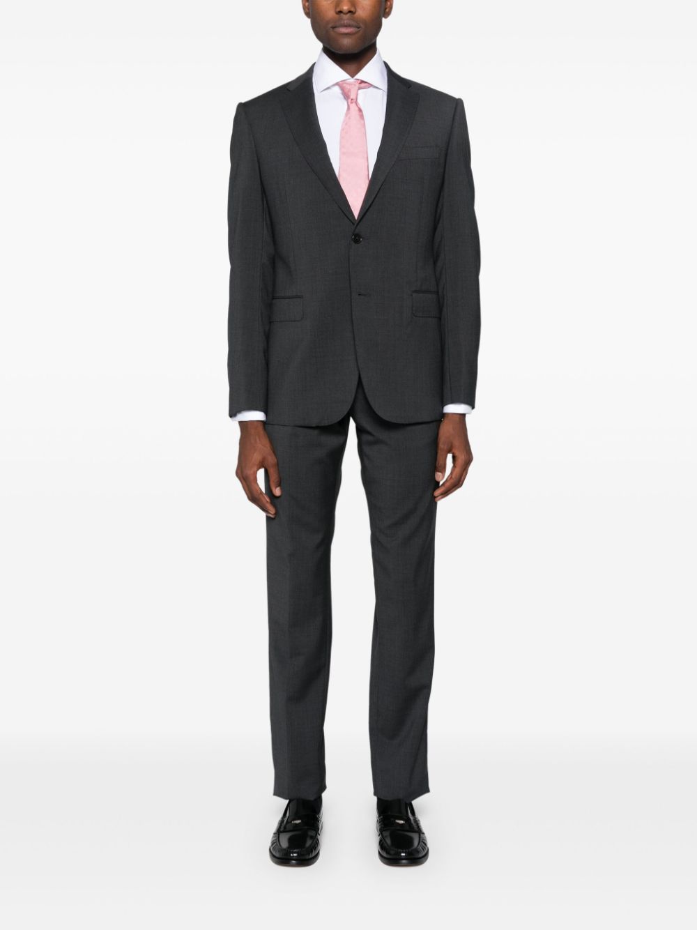 Emporio Armani Single-breasted Wool Suit Notched Lapels In Gray