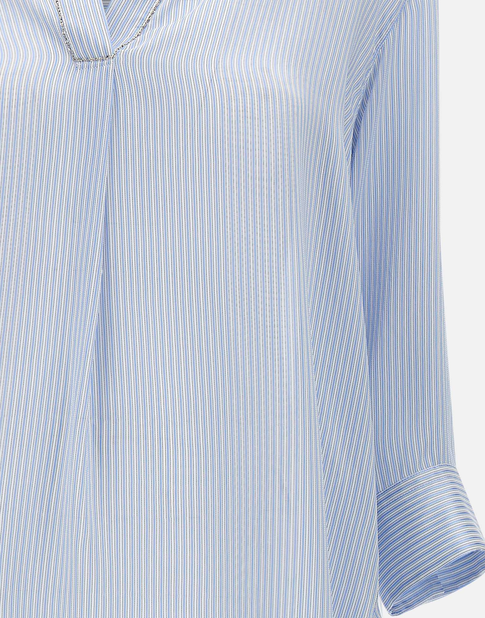 Fabiana Filippi Striped Split-neck Blouse In Blue