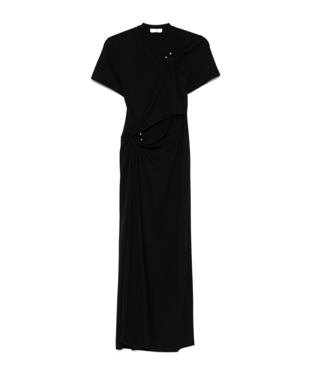 Rabanne Jersey Long Piercing Dress In Black