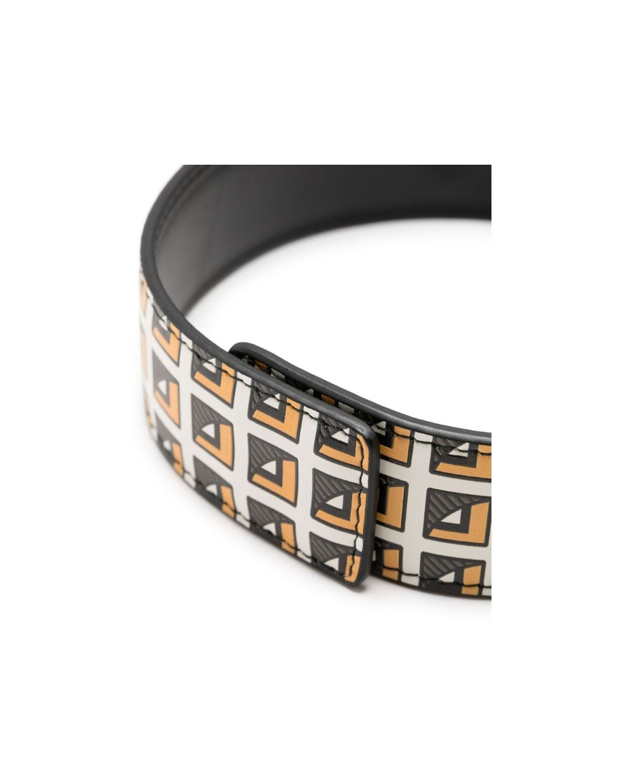 Prada Printed Leather Logo-plaque Choker In Black