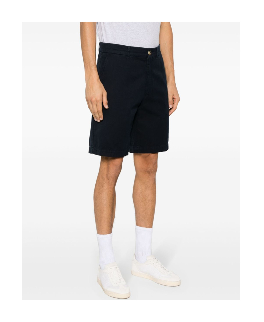 Brunello Cucinelli Men Garment-dyed Bermuda Shorts In Twisted Cotton Gabardine In Black