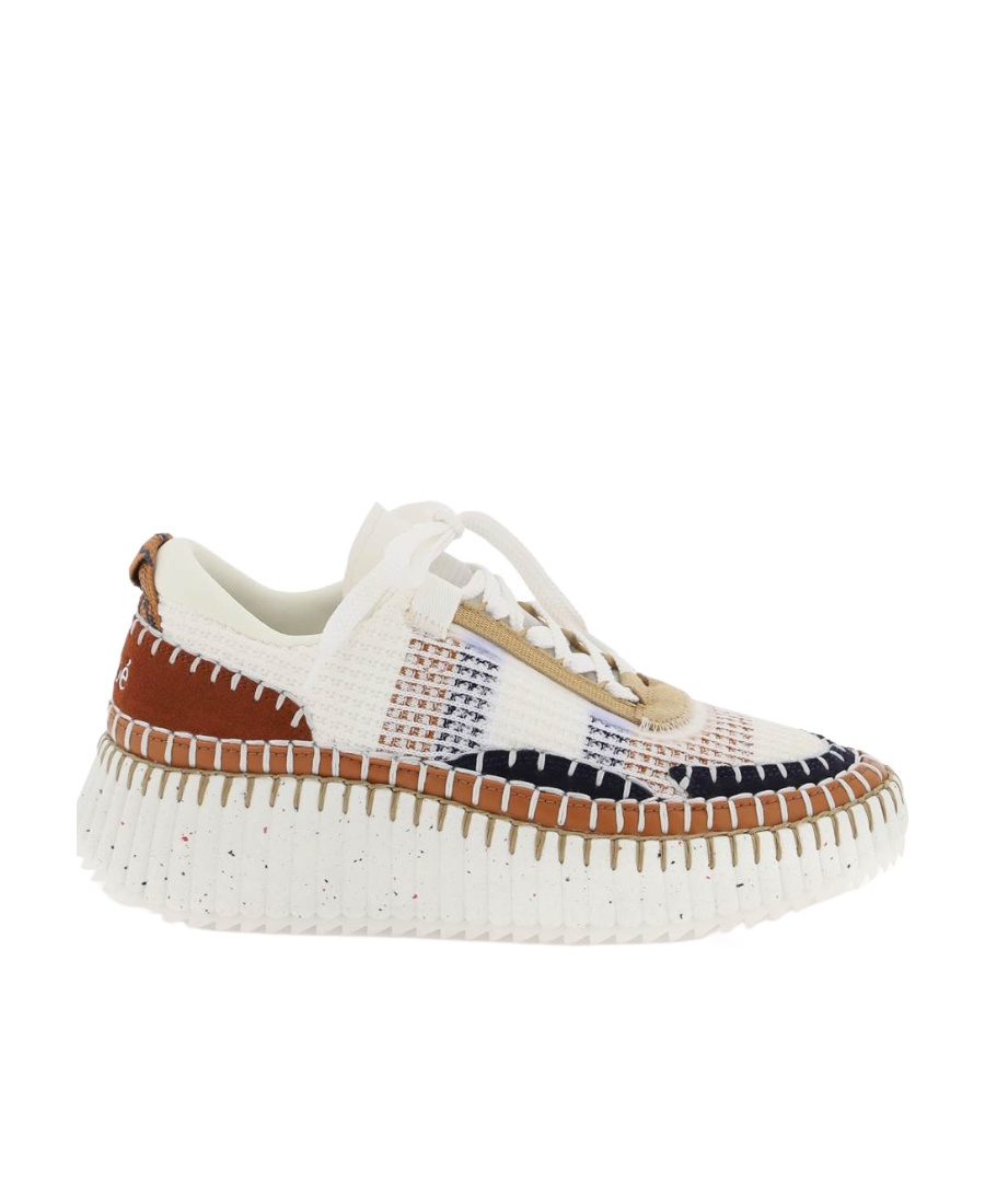 Shop Chloé Lower-impact Mesh Nama Sneakers In White