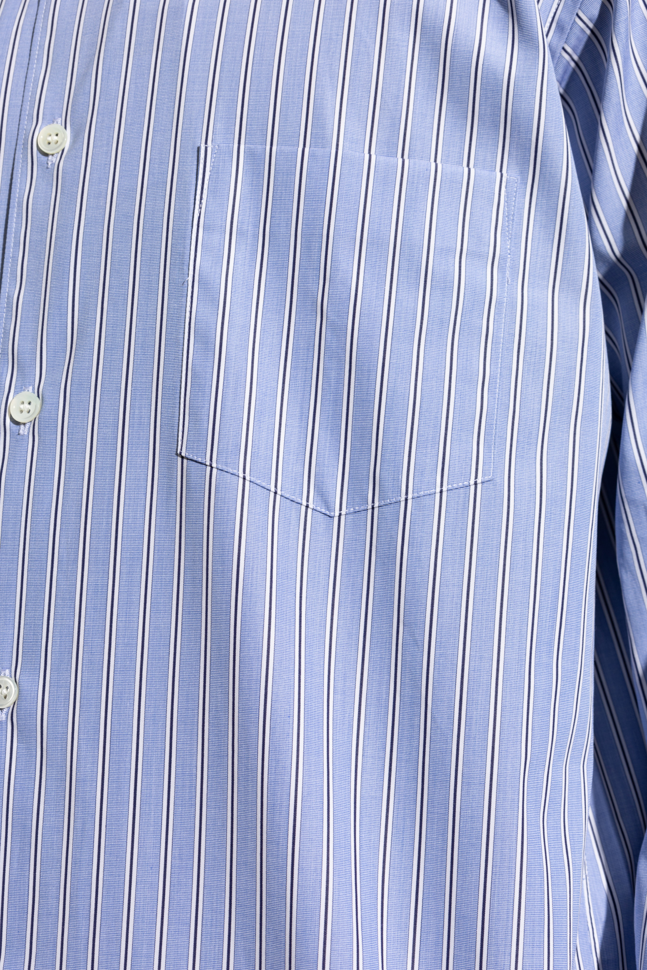 Comme Des Garçons Striped Buttoned Shirt In Blue