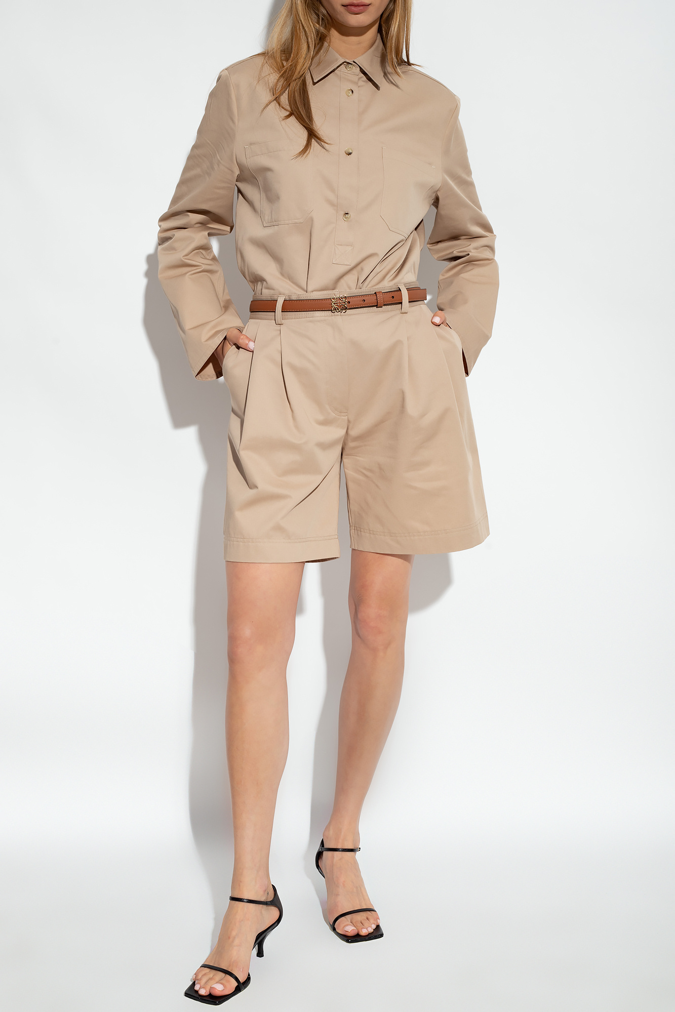 Totême Long-sleeve Twill Shirt In Nude