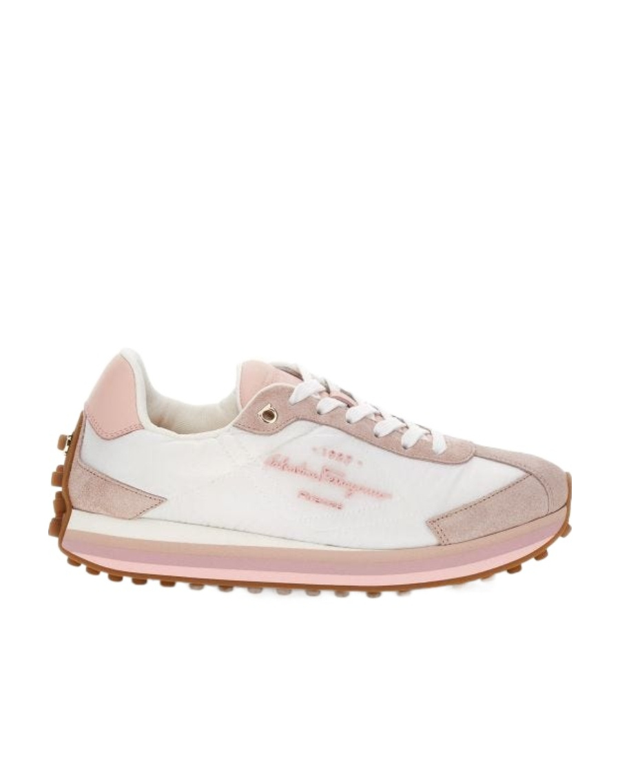 Ferragamo Iggy Colorblock-heel Retro Sneakers In White