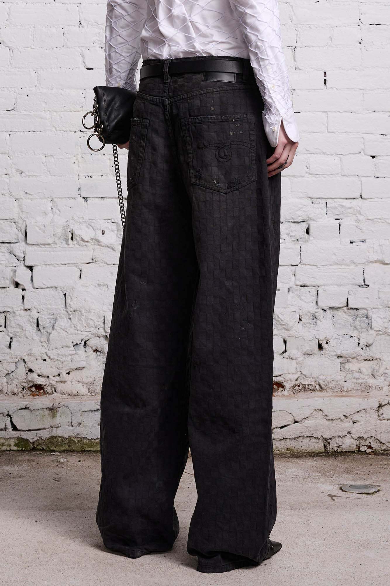 R13 Belt Ring Denim Trousers In Black