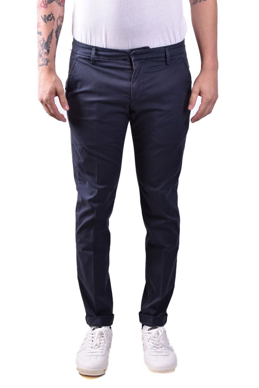 Dondup Tailored Trousers With Cuffed Hem And Pockets In Black
