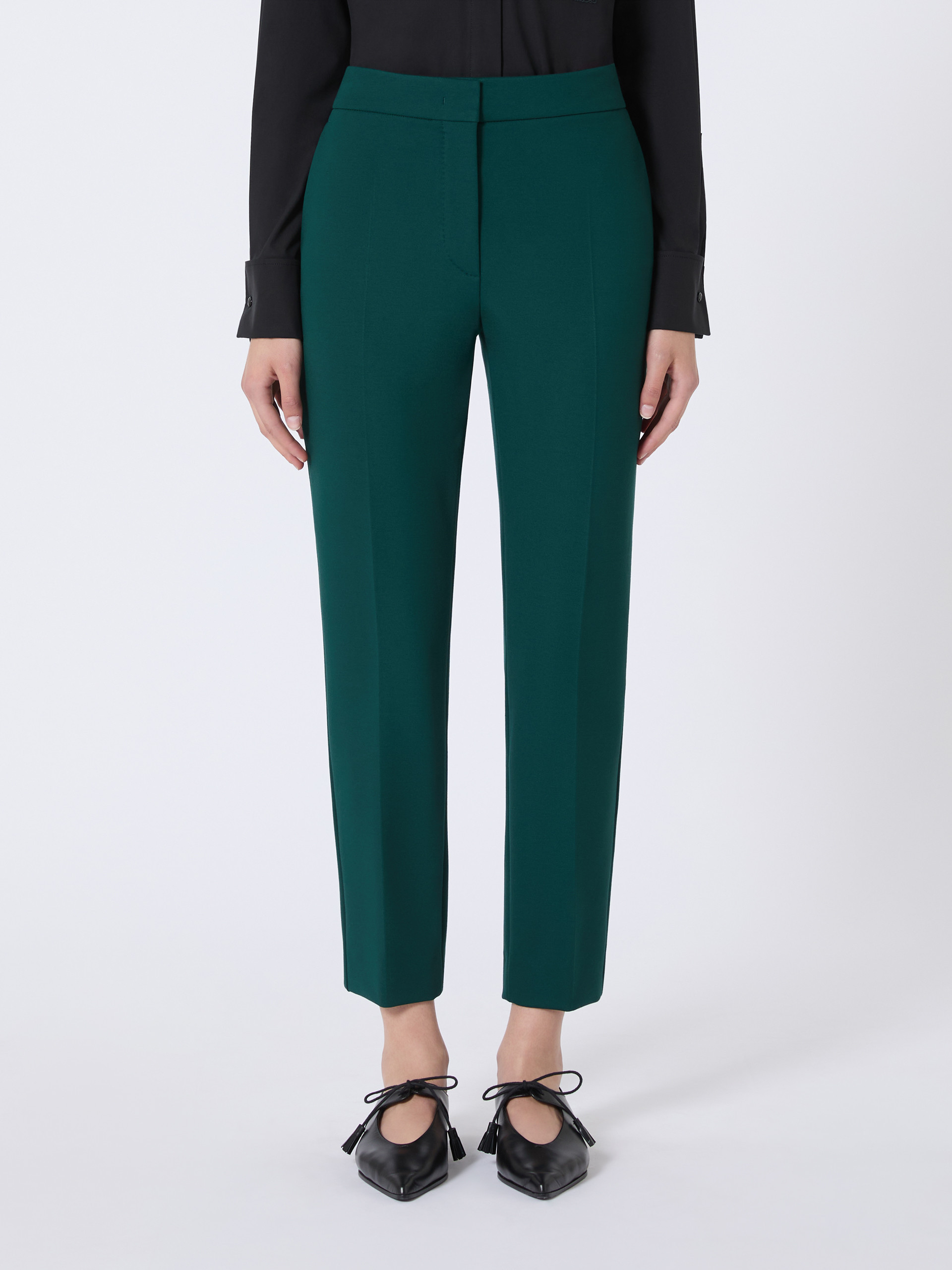 Max Mara Viscose Knit Trousers In Green