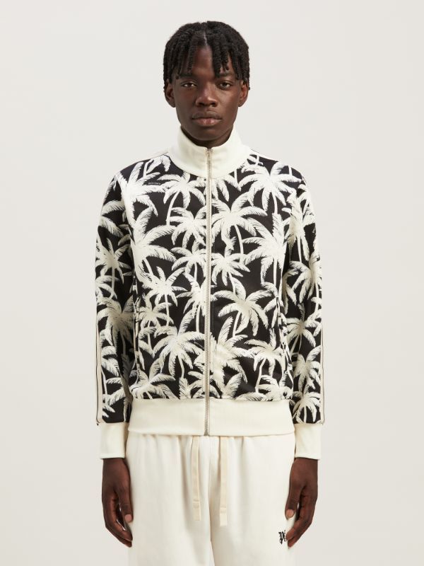 Palm Angels Palm-printed Side Stripe Detailed Track Jacket In White