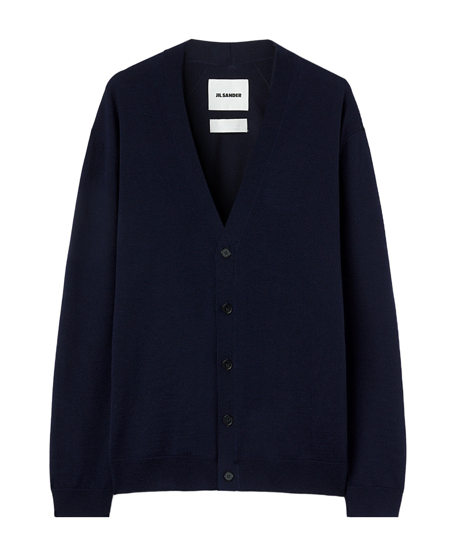 Jil Sander V Neck Cardigan Made From Wool In Blue