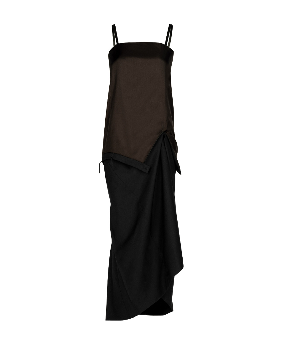 Maison Margiela Square-neck Wool Midi Dress In Black