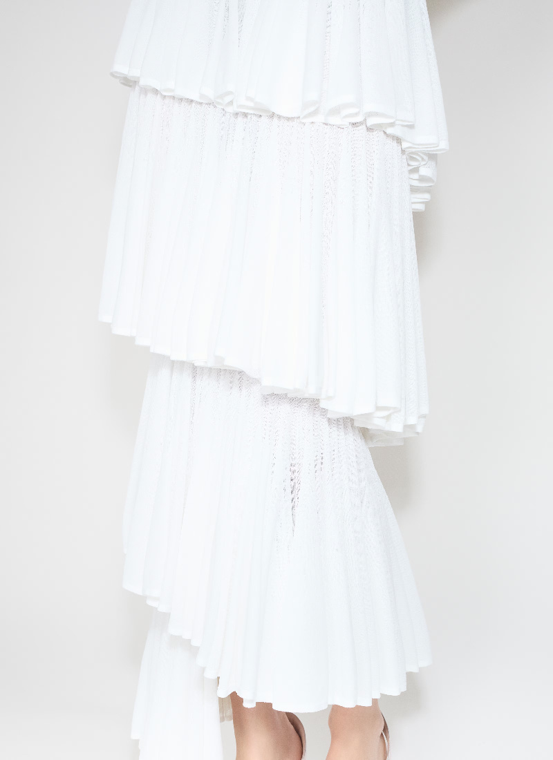 Alaïa Knit Spiral Skirt In White