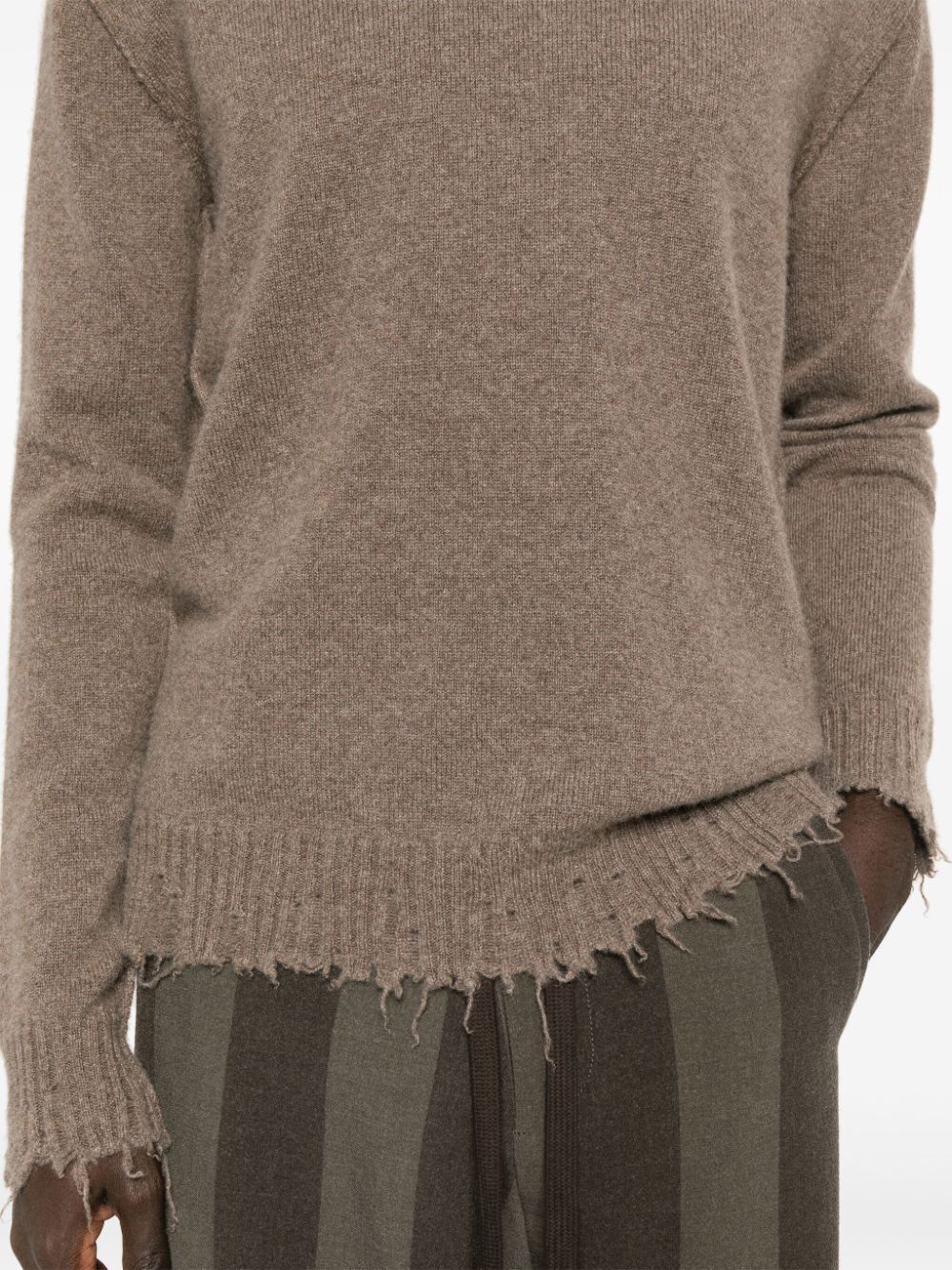 Uma Wang Distressed Sweater In Brown