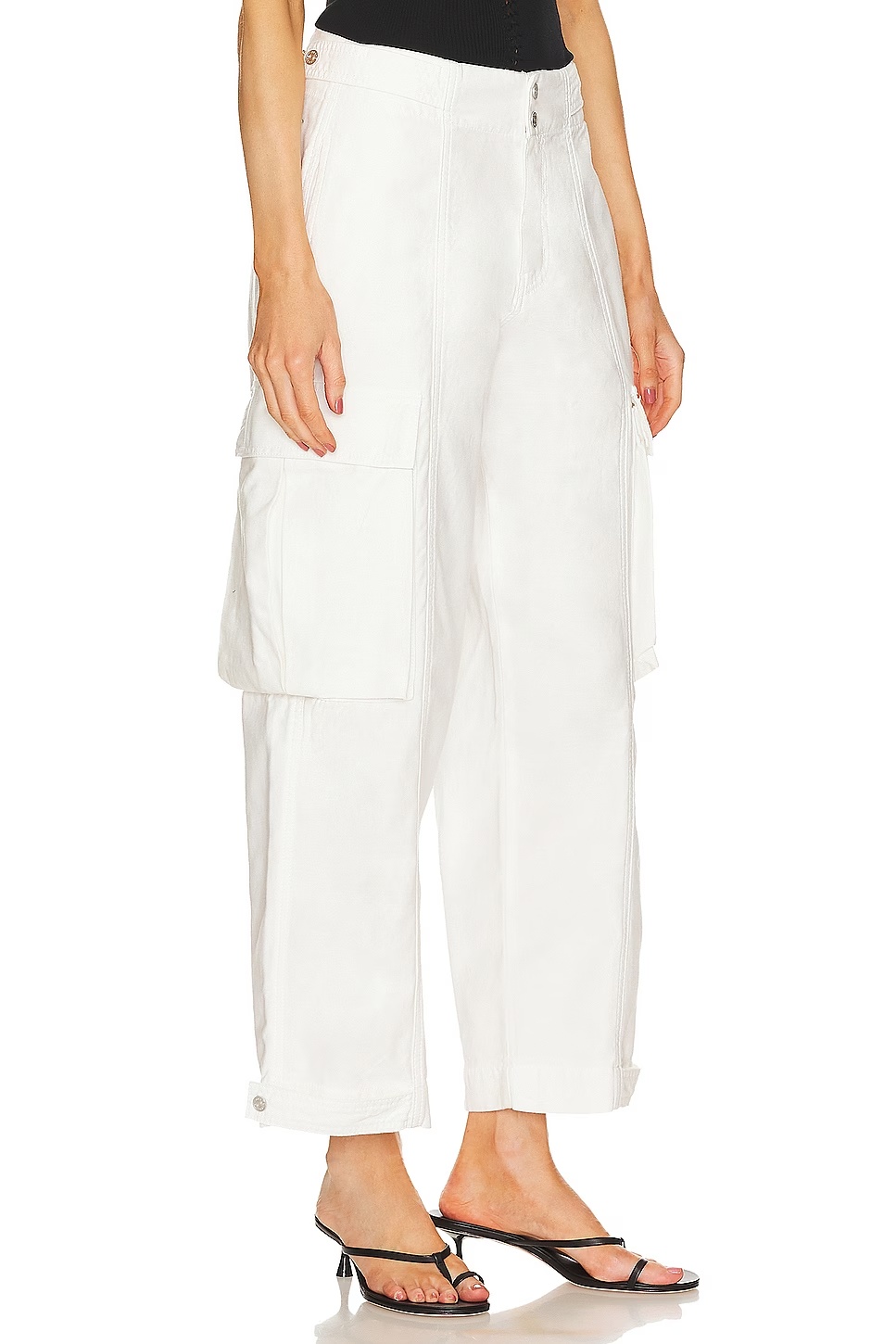Frame Wide-leg Cargo Trousers In White