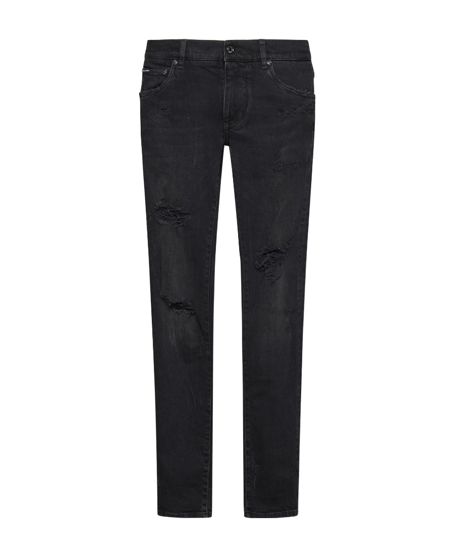 Dolce & Gabbana Distressed-effect Straight-leg Jeans In Black