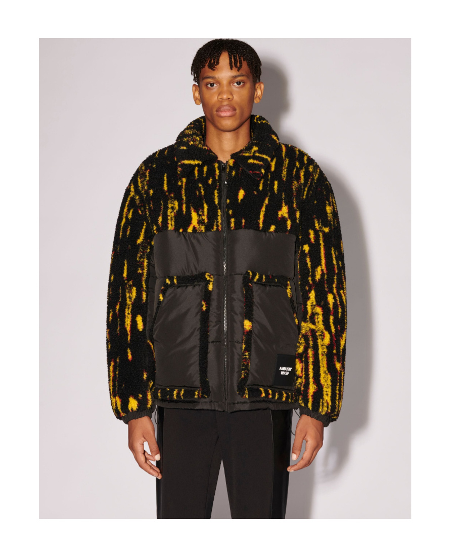Ambush Multicolor Abstract-print Panelled Jacket In Black