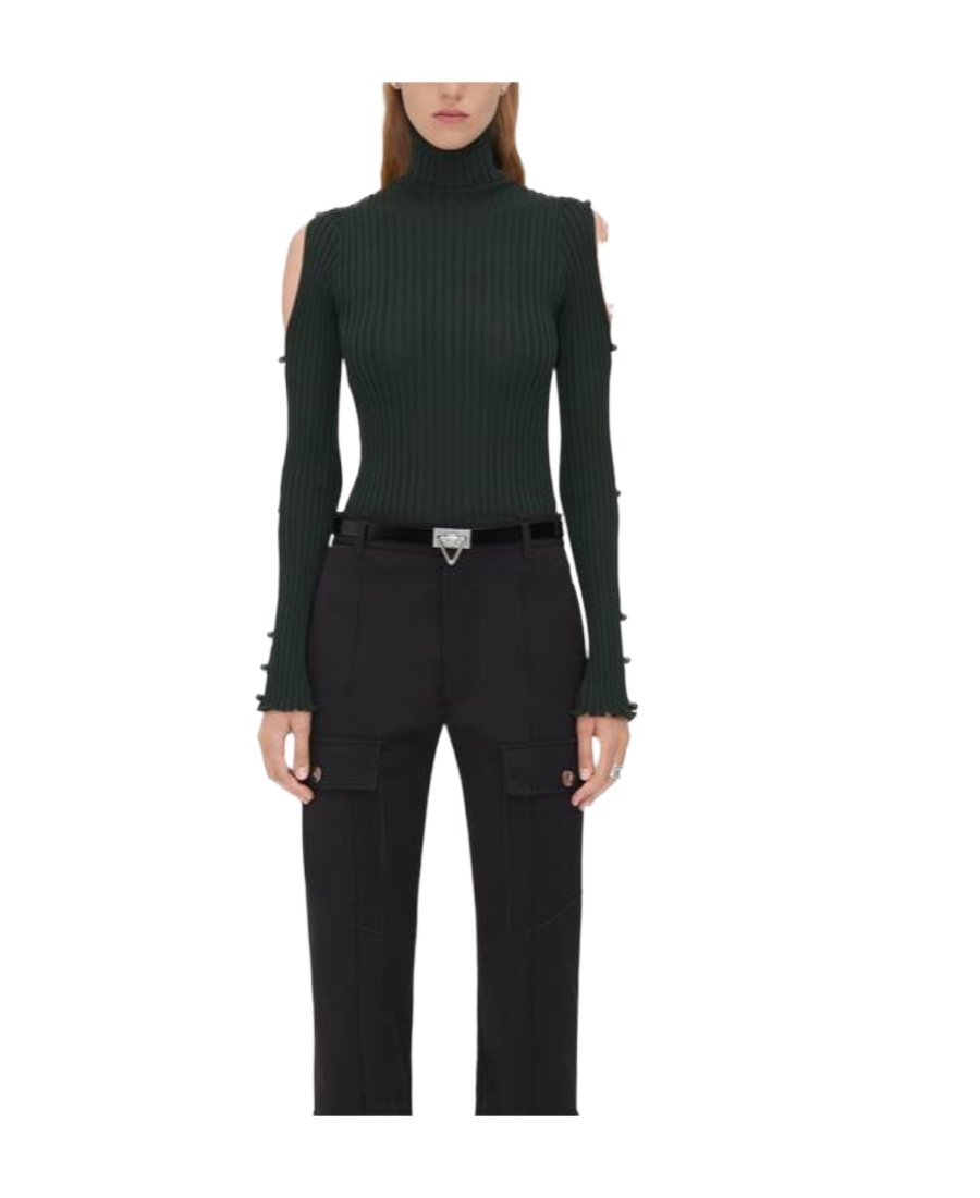 Bottega Veneta Ribbed-trim Roll-neck Top In Green