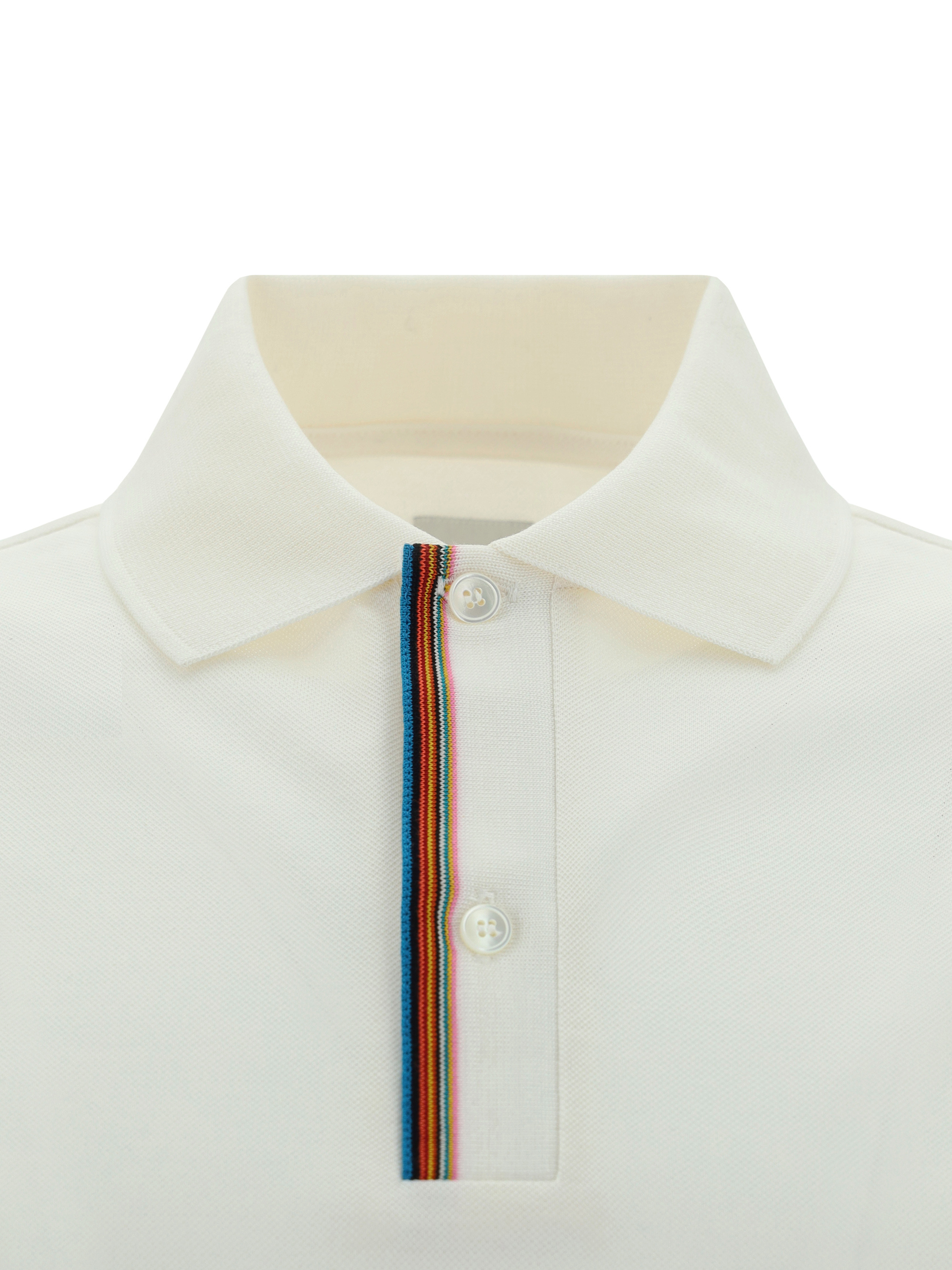 Paul Smith White Cotton Signature Stripe-trim Polo Shirt