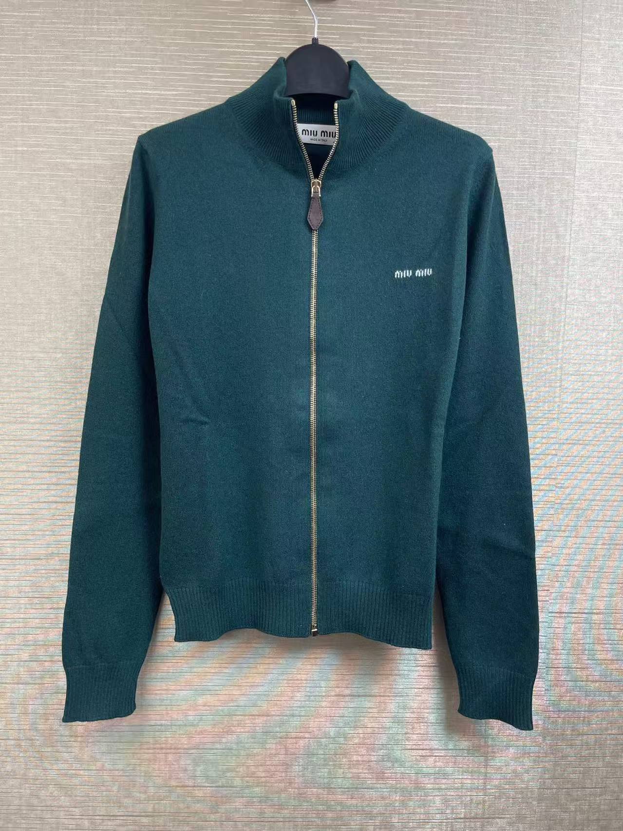 Miu Miu Zipper Cardigan In Blue