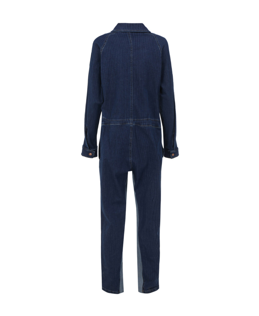 See By Chloé Striped Denim Jumpsuit In Black