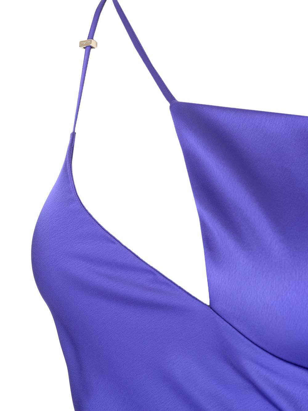 Attico Melva Asymmetric Sleeveless Gown In Blue