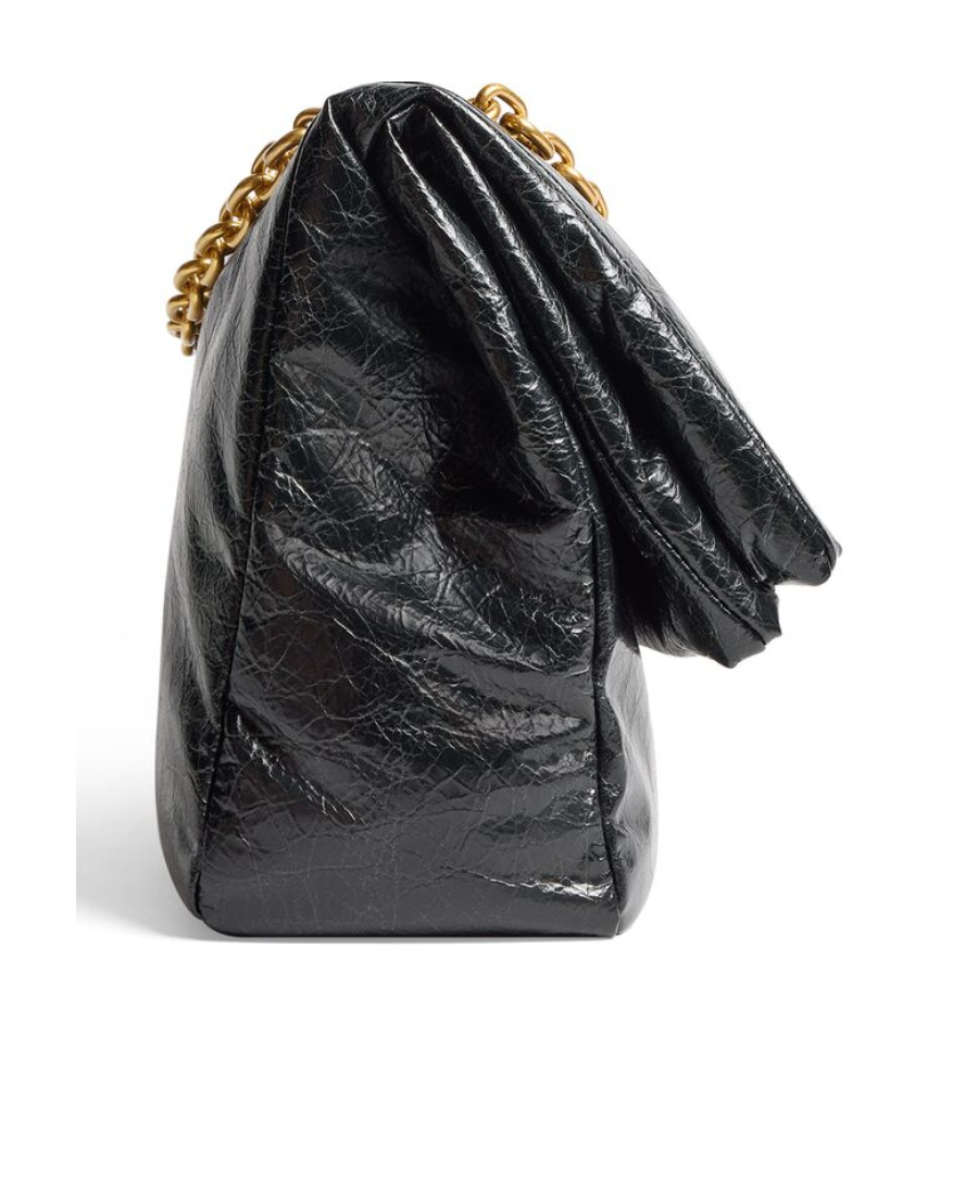 Balenciaga Black Leather Small Monaco Handbag With Chain In Black