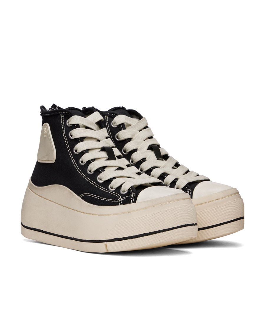 R13 PLATFORM HIGH-TOP CANVAS SNEAKERS 