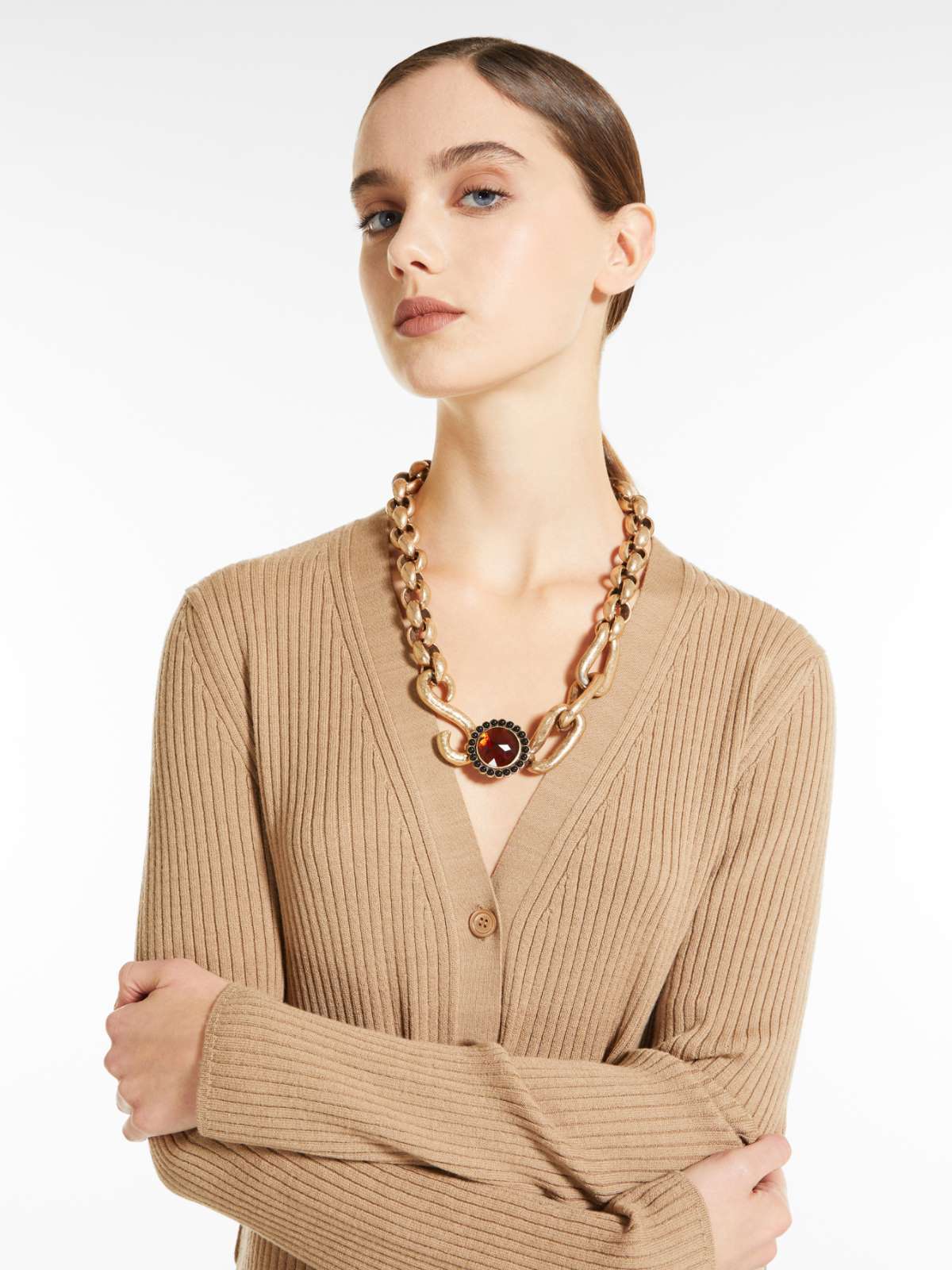 Max Mara Resin Detail Necklace In Yellow