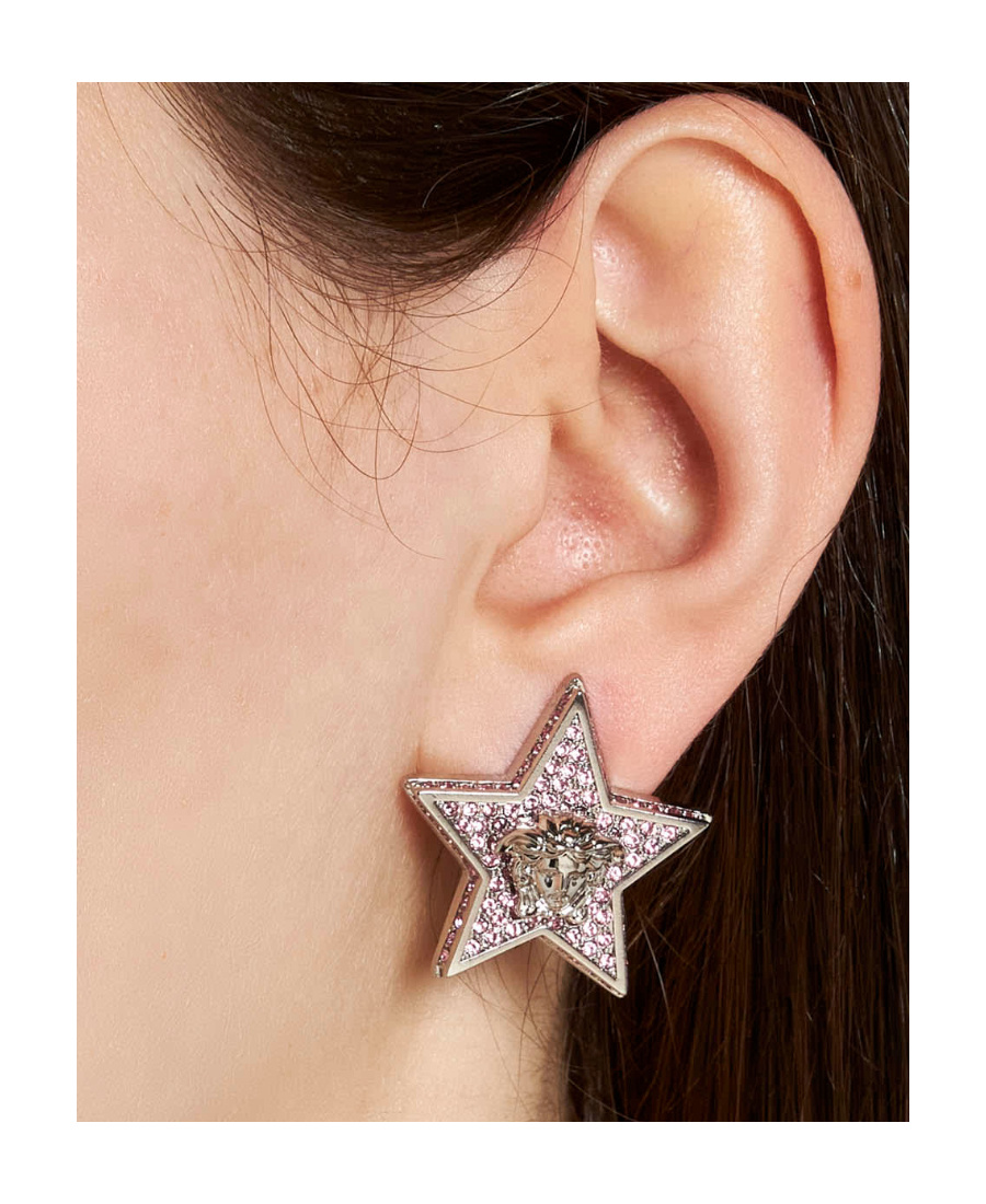 Versace Embellished Star Earrings In White