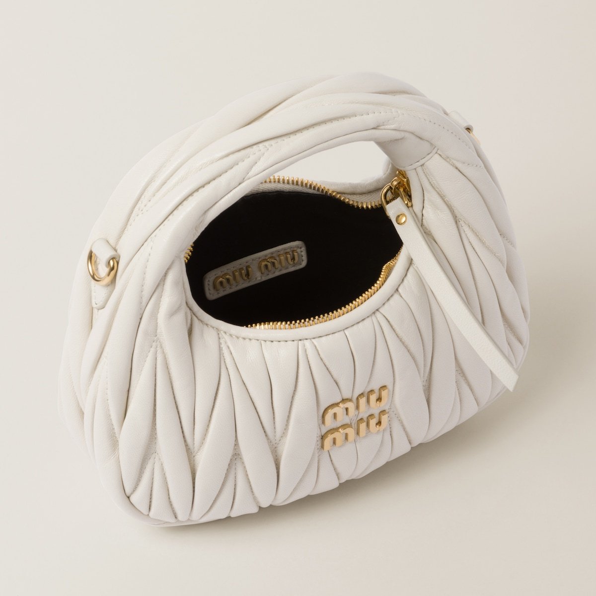 Miu Miu Miu Wander Matelassé Nappa Leather Hobo Mini-bag