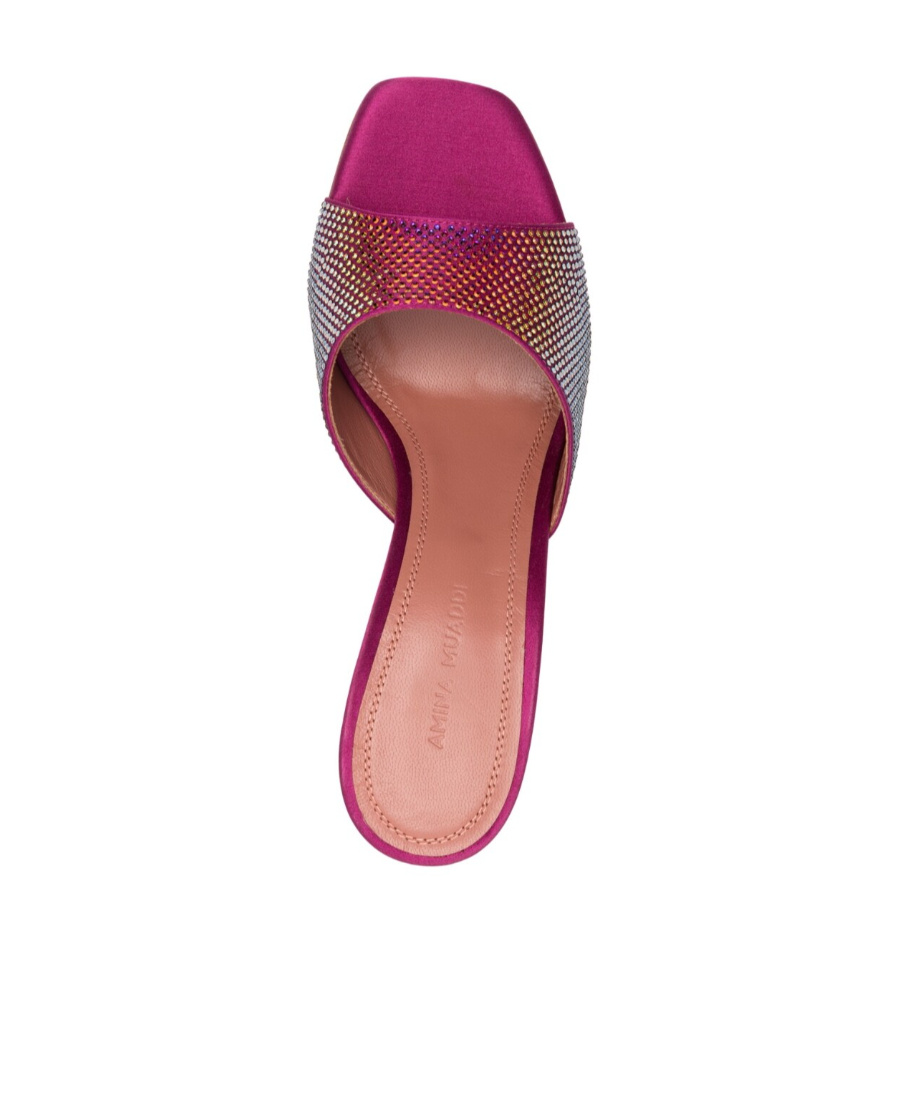 Amina Muaddi Lupita Crystal-embellished Satin Wedge Sandals In Red