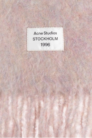 Acne Studios Pink Wool Scarf With Logo In Brown