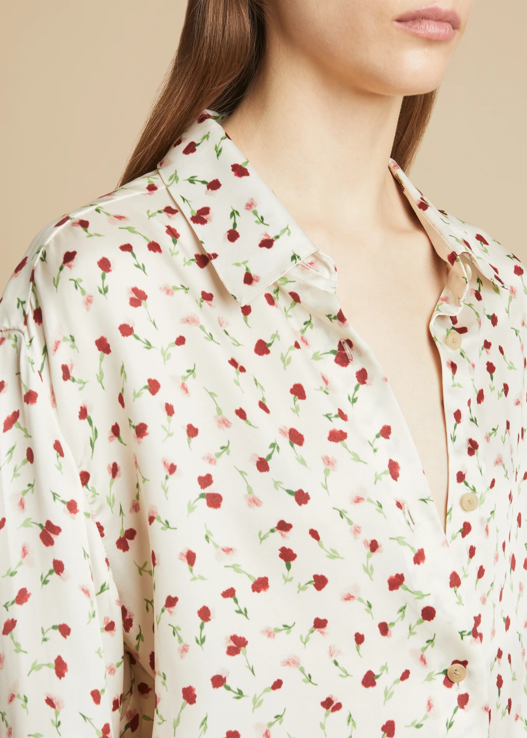 Khaite Hemd Mit Rosen-print In White