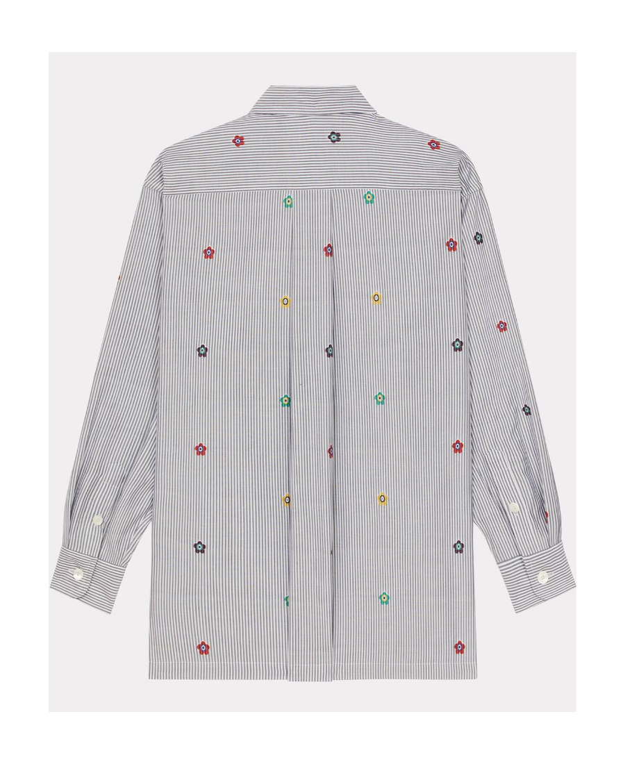 Kenzo Target Oversized Striped Shirt In Gray