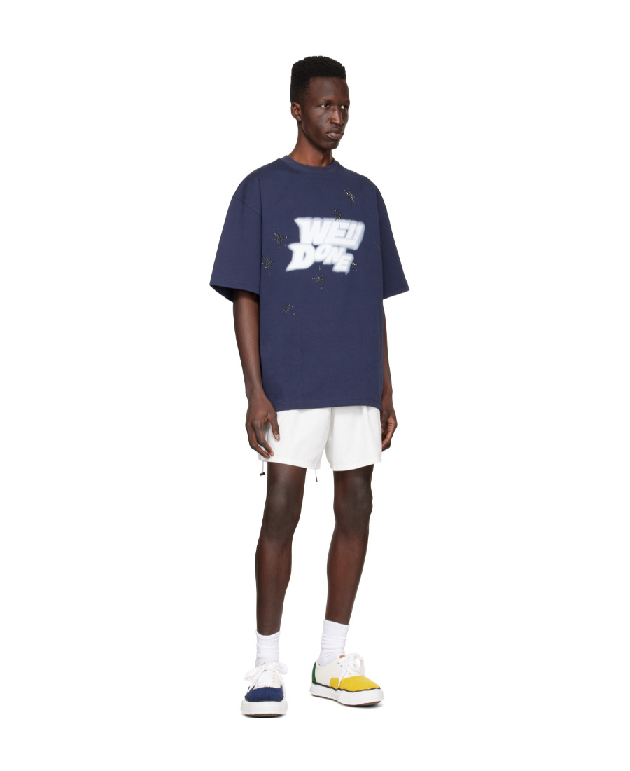 We11 Done Logo Details Short-sleeved T-shirt In Blue