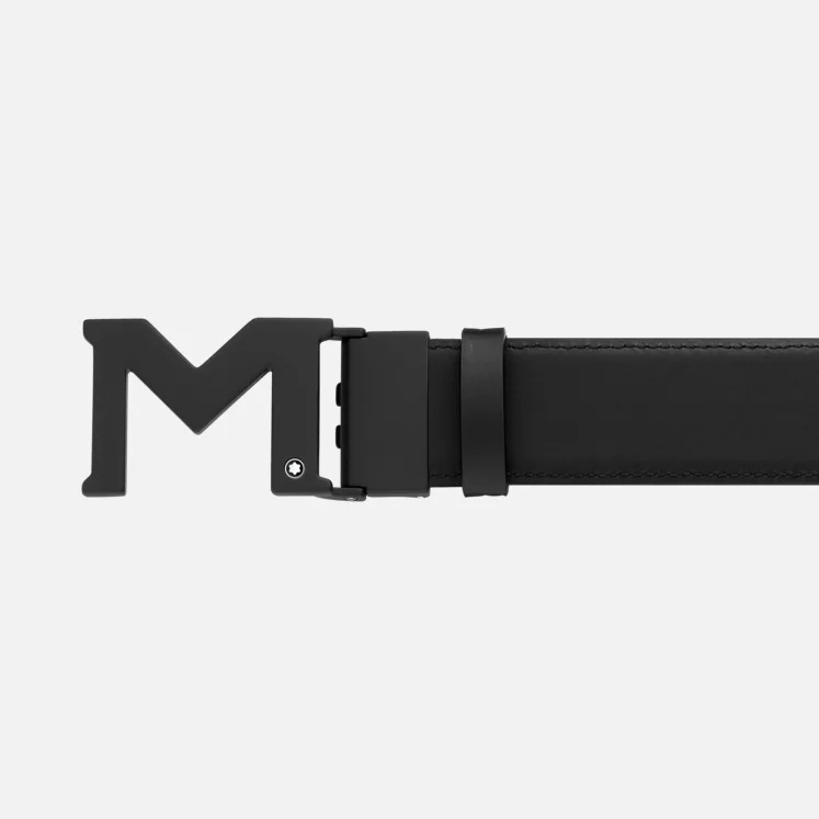 Montblanc Logo Double-sided Belt In Black