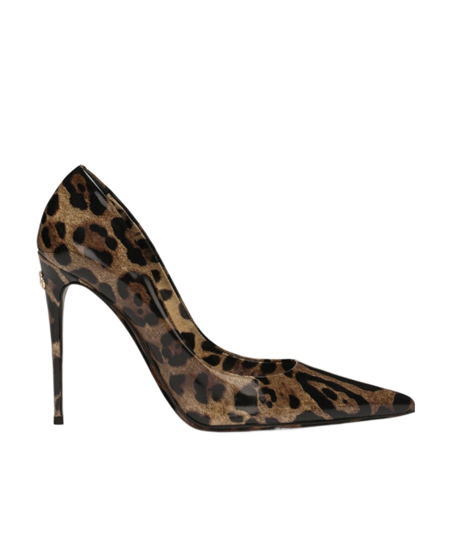 Dolce & Gabbana Printed Glossy High-heeled Shoes In Black