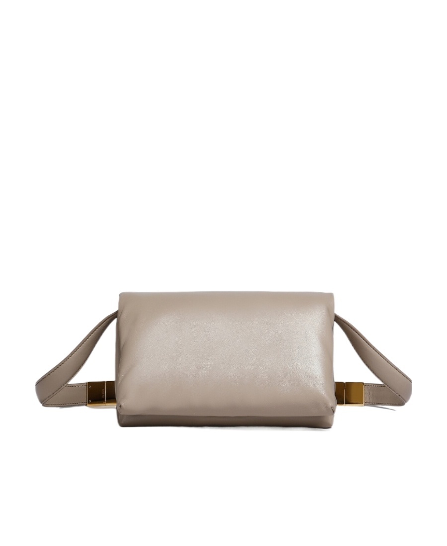 Marni Small Prisma Leather Shoulder Bag In Nude