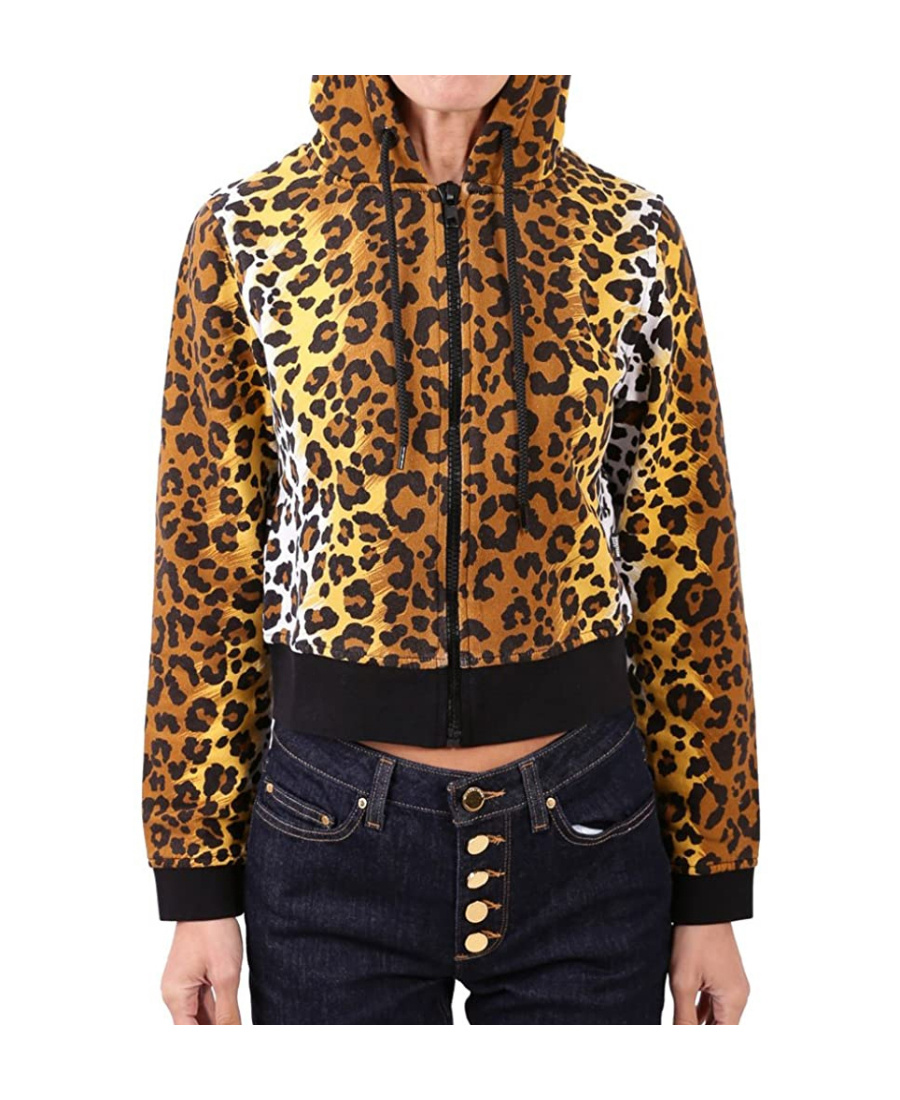 Moschino Leopard Print Casual Jacket In Black