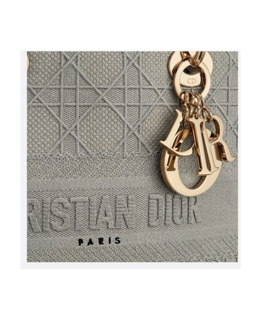 Dior Logo Medium Embroidered Shoulder Bag In Gray