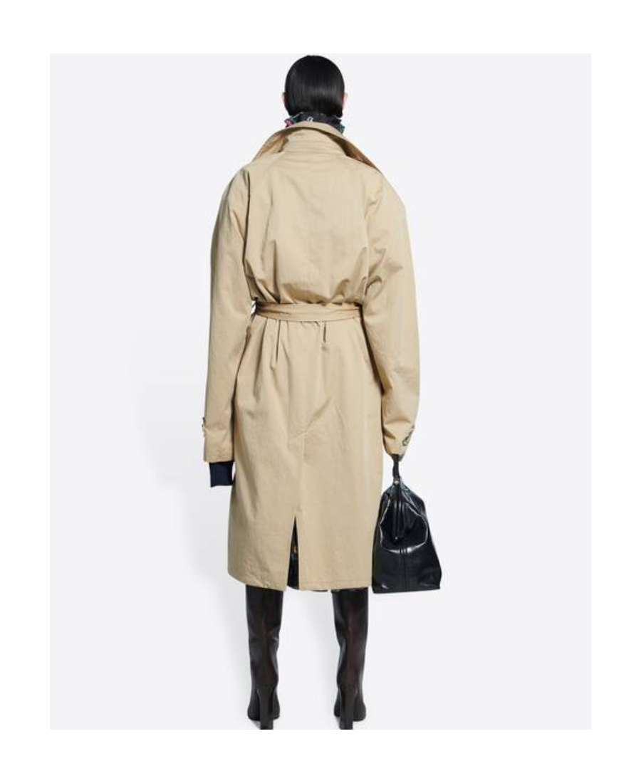 Shop Balenciaga Reversible Belted Trench Coat In Black