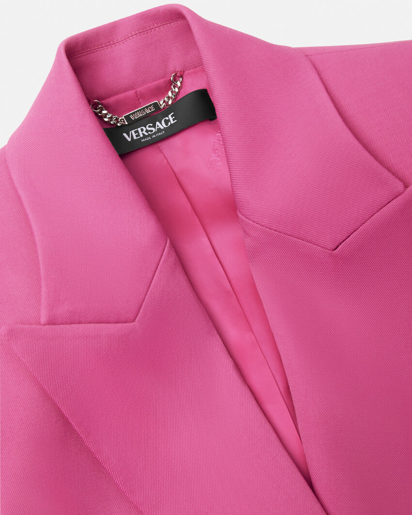 Versace Wool Single-breasted Dv Blazer In Pink