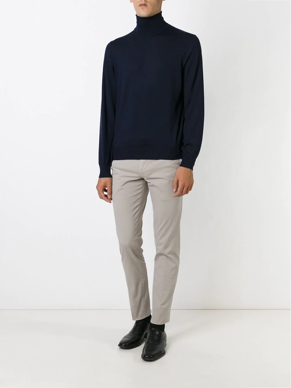 Brunello Cucinelli Knit Turtleneck Sweater Ribbed Cuffs In Black