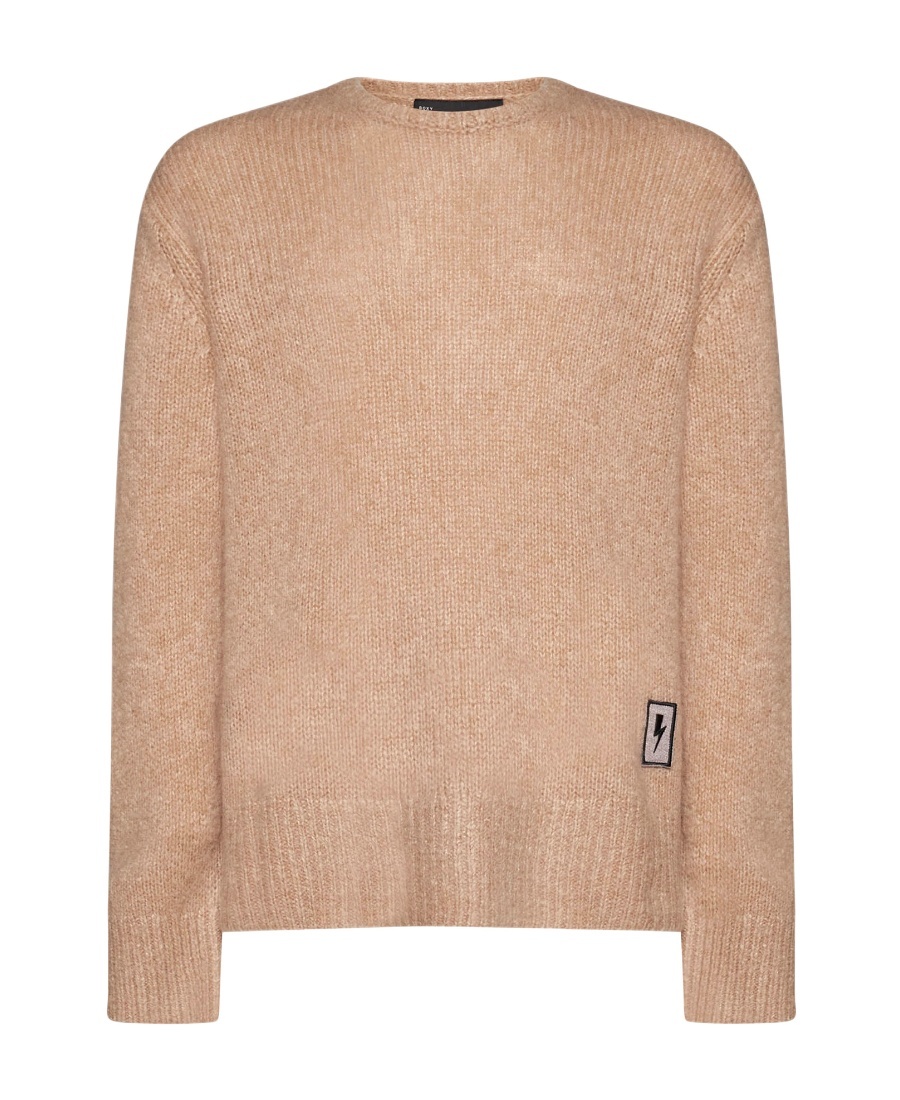 Neil Barrett Logo Patch Knitted Jumper In Nude