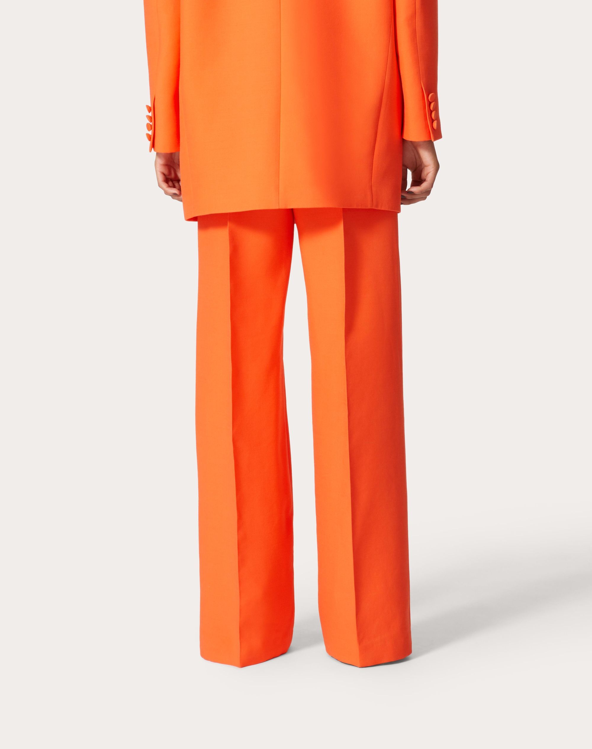 Valentino Crepe Couture Trousers In Orange