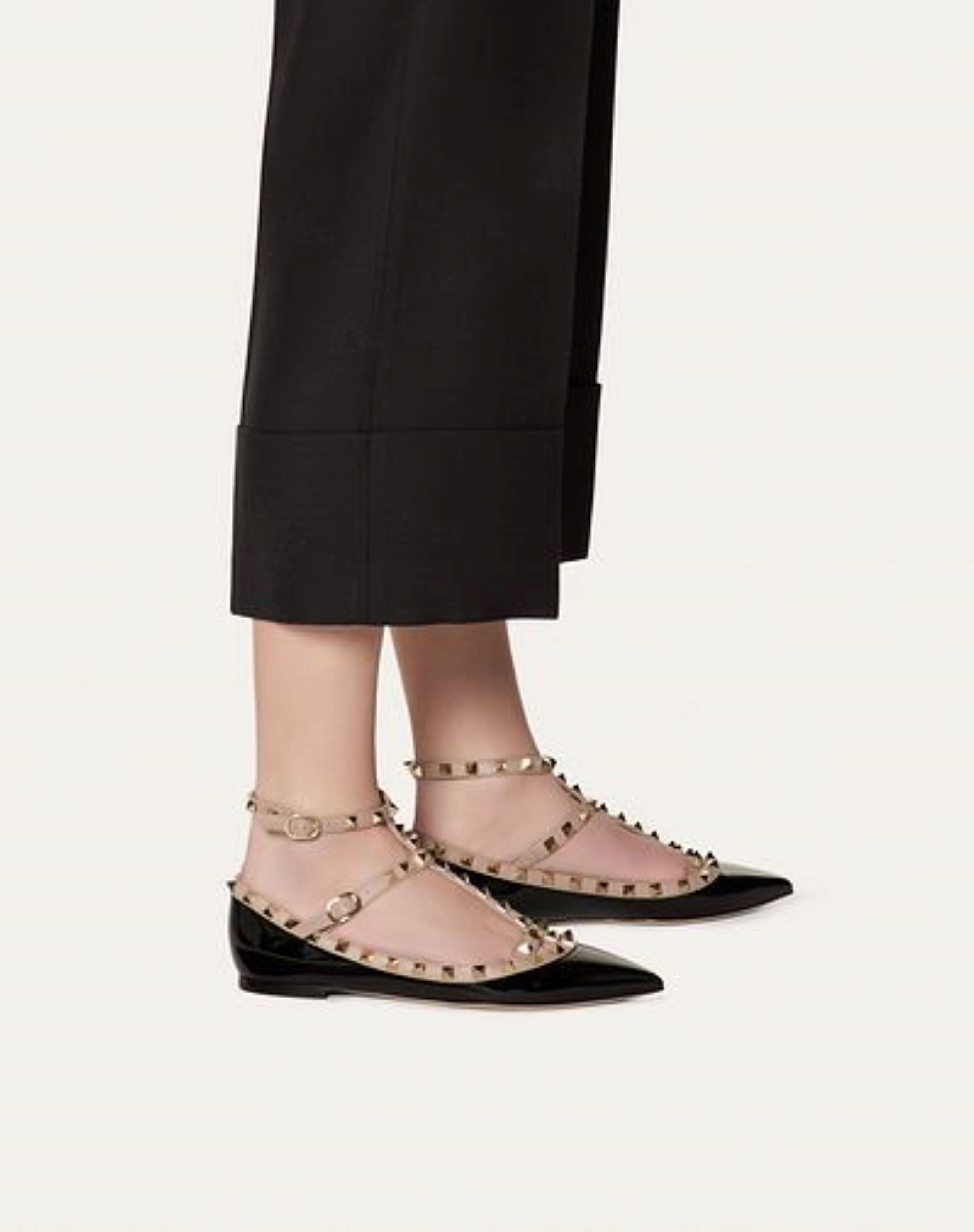 Valentino Rockstud Leather Flat Ballerina Shoes In Multicolor