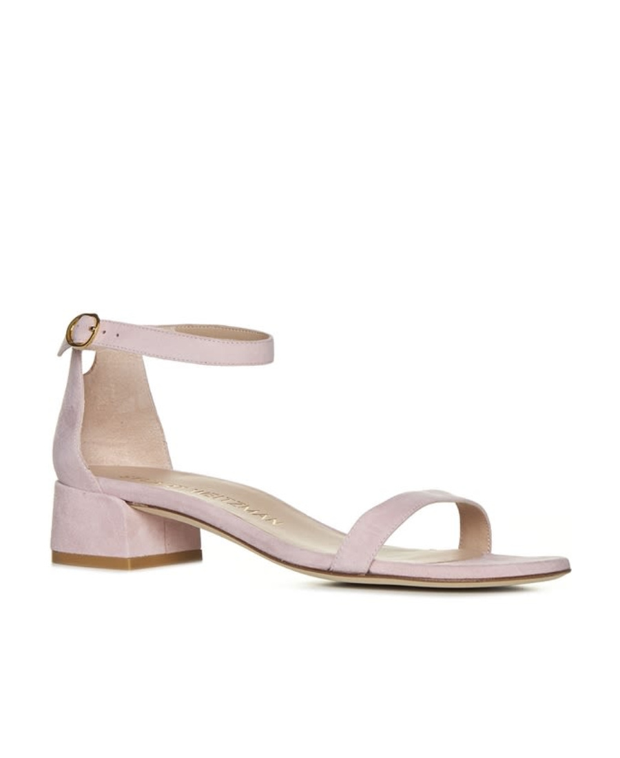 Stuart Weitzman Open-toed Buckle Low-heeled Sandals In Pink