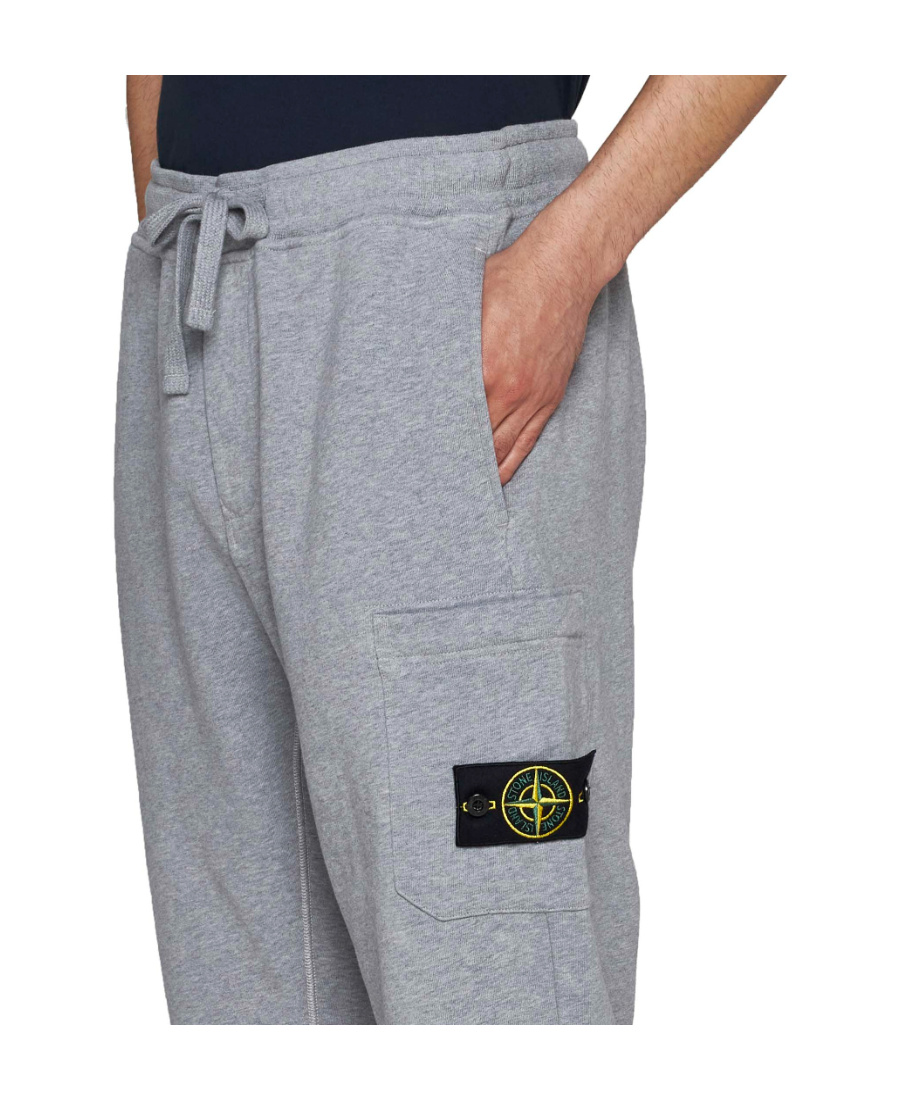 Stone Island Drawstring Waist Cotton Track Pant In Gray