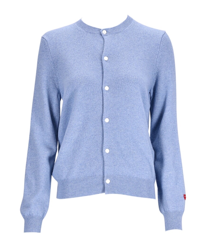 Comme Des Garçons Light Blue Small Heart Cardigan In Blue